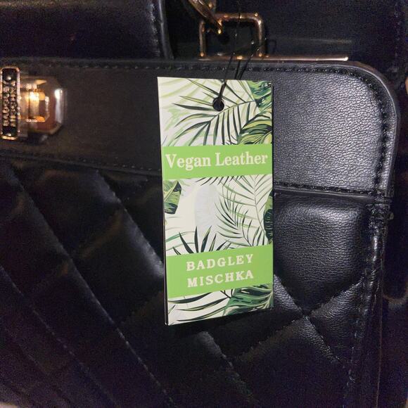 Badgley Mischka Quilted Mini Tote Crossbody Bag Black New With Tags - Picture 5 of 8